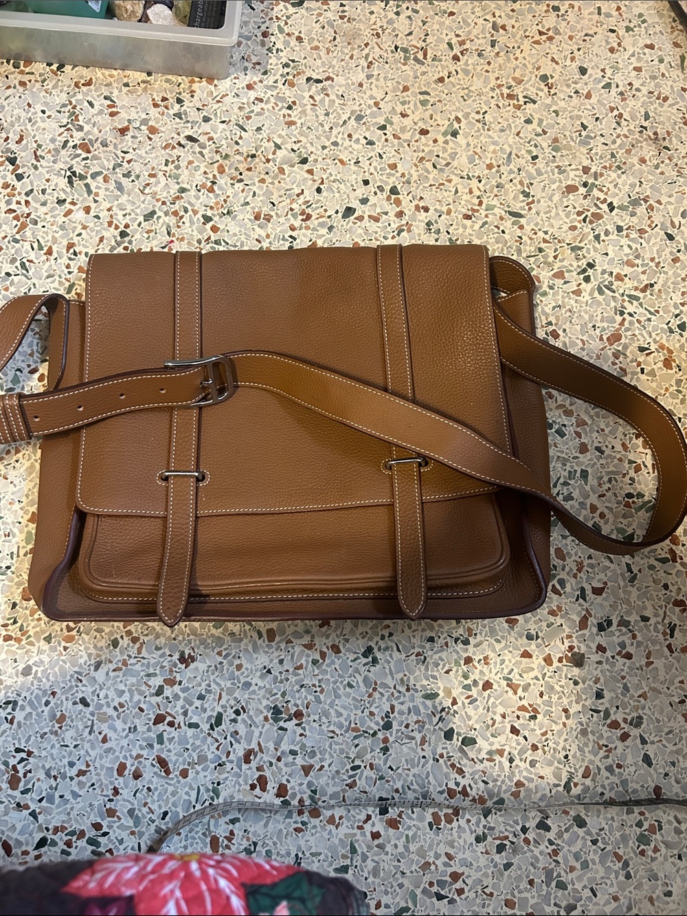 Men's Tan  real strong Leather Messenger Bag